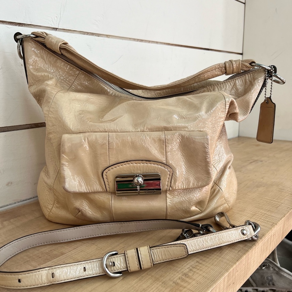 Coach Kristen Hobo bag in ivory patent leather